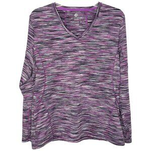 Peter Millar E4 Performance Wicking Space Dyed L/S Top - Pink Black White - XL